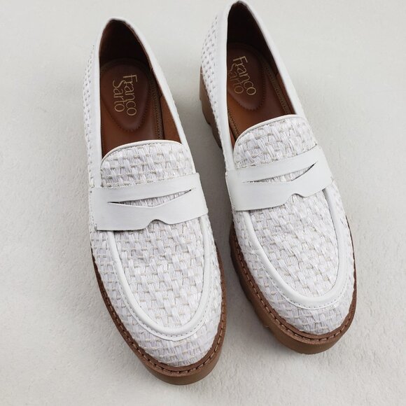 Franco Sarto Balin Lug Sole Loafer Womens 8.5 White Slip On Preppy Platform Flat - Picture 2 of 13